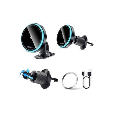 Універсальний автотримач Essager Element magnetic wireless charging car bracket outlet+paste mode (EZJCX-YS01-Z)