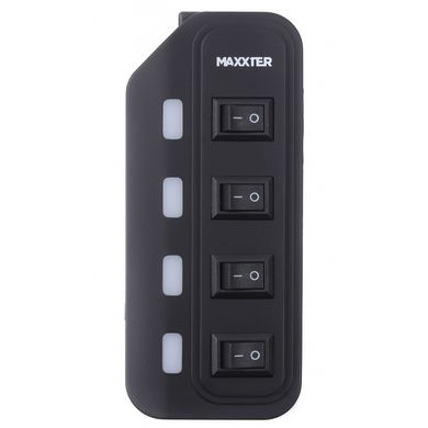 Концентратор Maxxter 4 x USB 2.0 Type-A 1m cable + 5V1A adapter (HU2A-4P-AC-02)