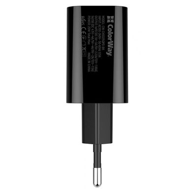 Зарядний пристрій Colorway Type-C PD + USB QC3.0 (20W) V2 black (CW-CHS025QPD-BK)