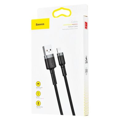Дата кабель USB 2.0 AM to Lightning 2.0m Cafule 1.5A gray+black Baseus (CALKLF-CG1)