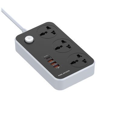 Мережевий фільтр живлення Colorway CW-CHU34PDB, 3 розетки/4USB Black 2M (CW-CHU34PDB)