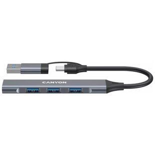 Концентратор Canyon hub DS-02 4in1 USB-A/C Grey (CNS-TDS02G)