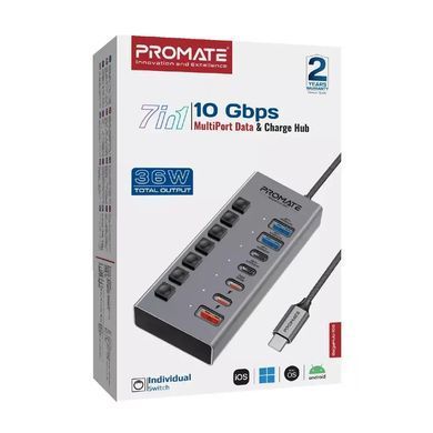 Концентратор Promate USB Hub 7 ports gegahub-10g (gegahub-10g)