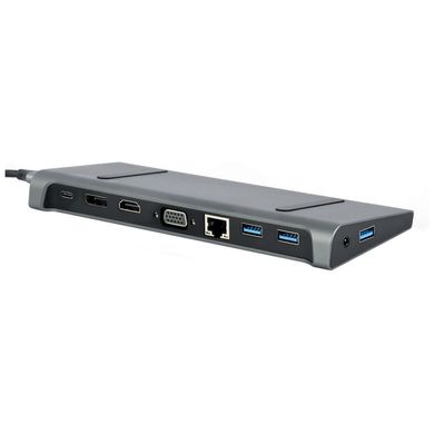 Концентратор Cablexpert USB-C 9-in-1 (USB-hub + HDMI/VGA/PD/CR/LAN/3.5mm) (A-CM-COMBO9-02)