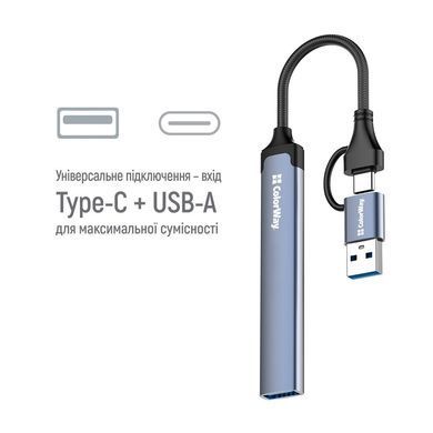 Концентратор ColorWay USB-A/USB-C 4-in-1 USB2.0х2/USB3.0/USB-C2.0 (CW-HUB06)