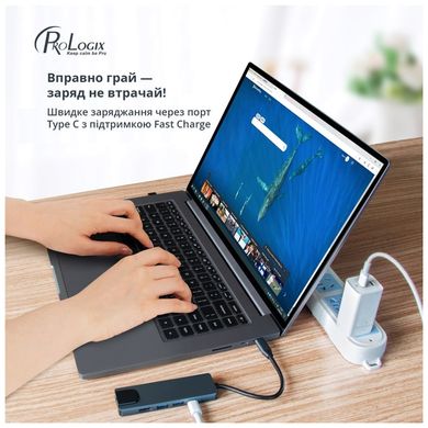 Концентратор ProLogix USB3.1 Type C to HDMI+2*USB3.0+USB C PD+Lan (PR-WUC-103B)