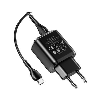 Зарядний пристрій HOCO N6 Charmer dual port QC3.0 charger set(Type-C) Black (6931474738998)